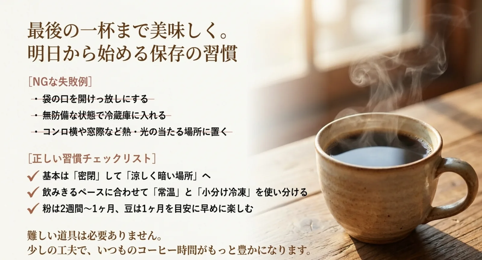 保存のNG失敗例と正しい習慣チェックリストをまとめた図