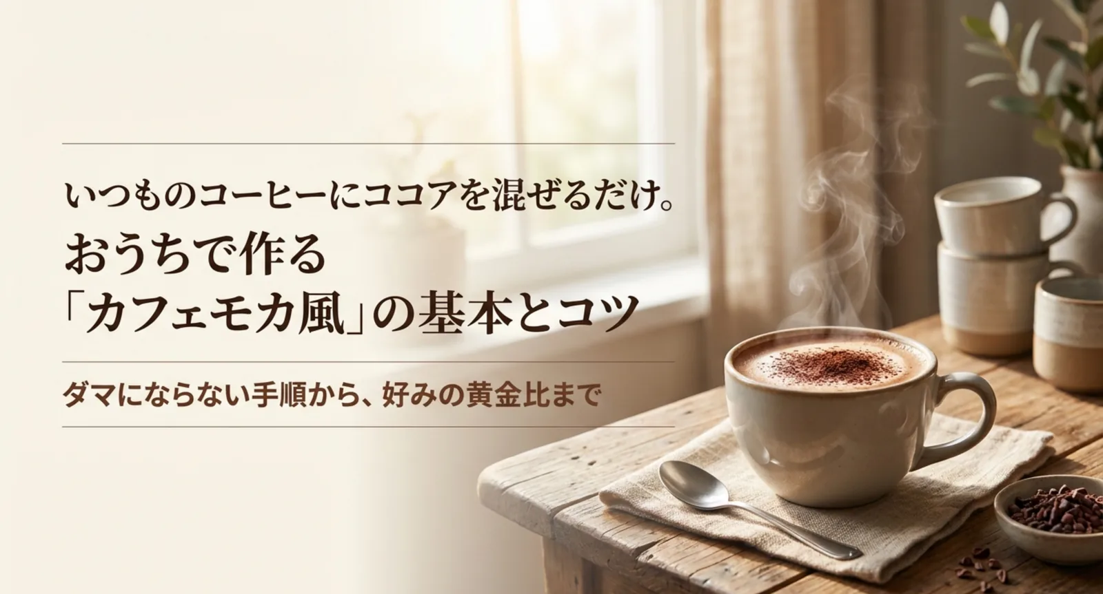 ドリップコーヒーにココアを混ぜて作るカフェモカ風の一杯
