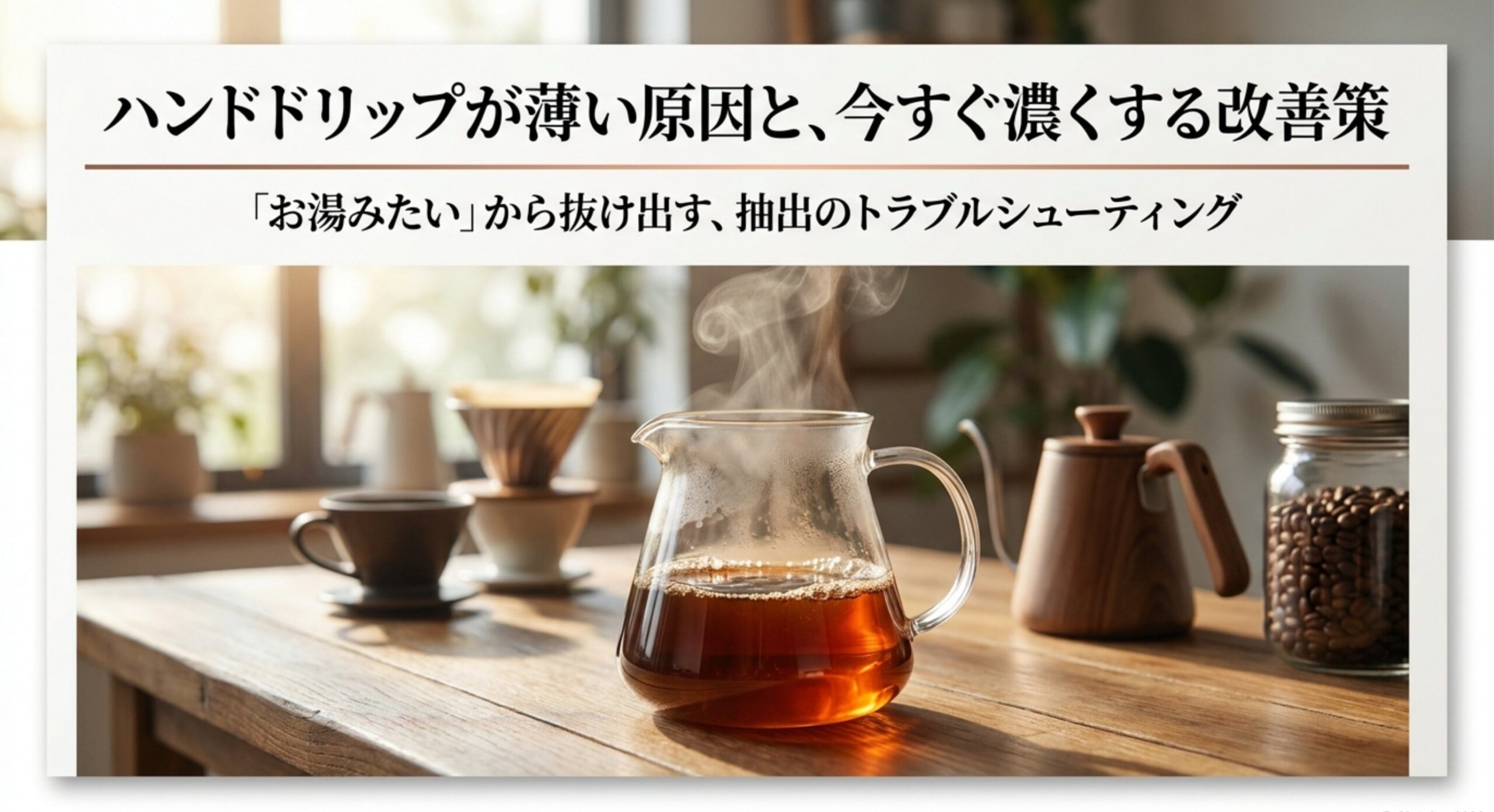ハンドドリップが薄い原因と今すぐ濃くする改善策を示したアイキャッチ画像