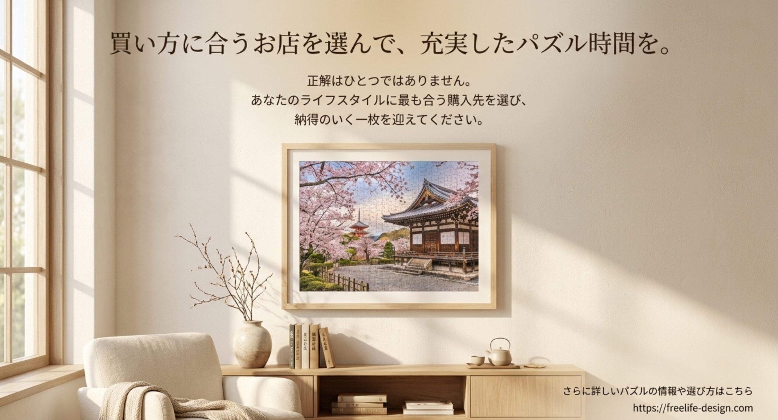 正解はひとつではなくライフスタイルに合う購入先を選ぶというパズル購入先のまとめのスライド