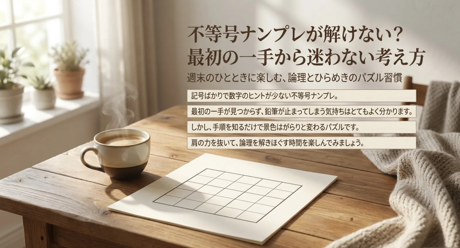 不等号ナンプレの解き方｜基本ルールと候補を絞る実践テクニックを解説