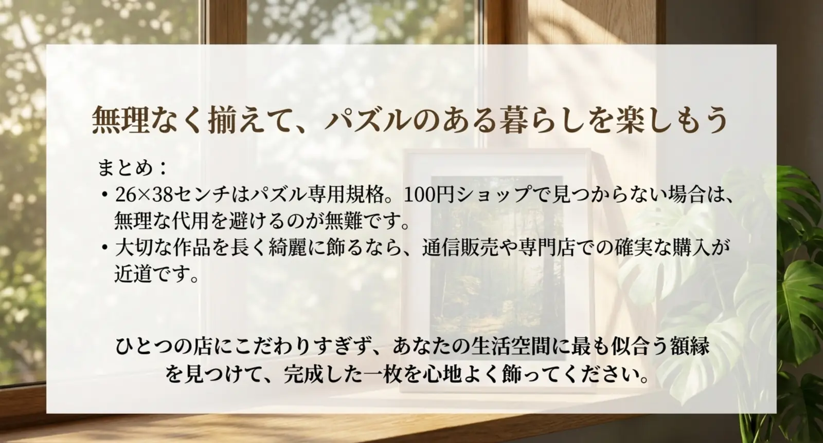 ダイソーと代替を組み合わせて26×38の額縁を無理なく揃えるまとめの図