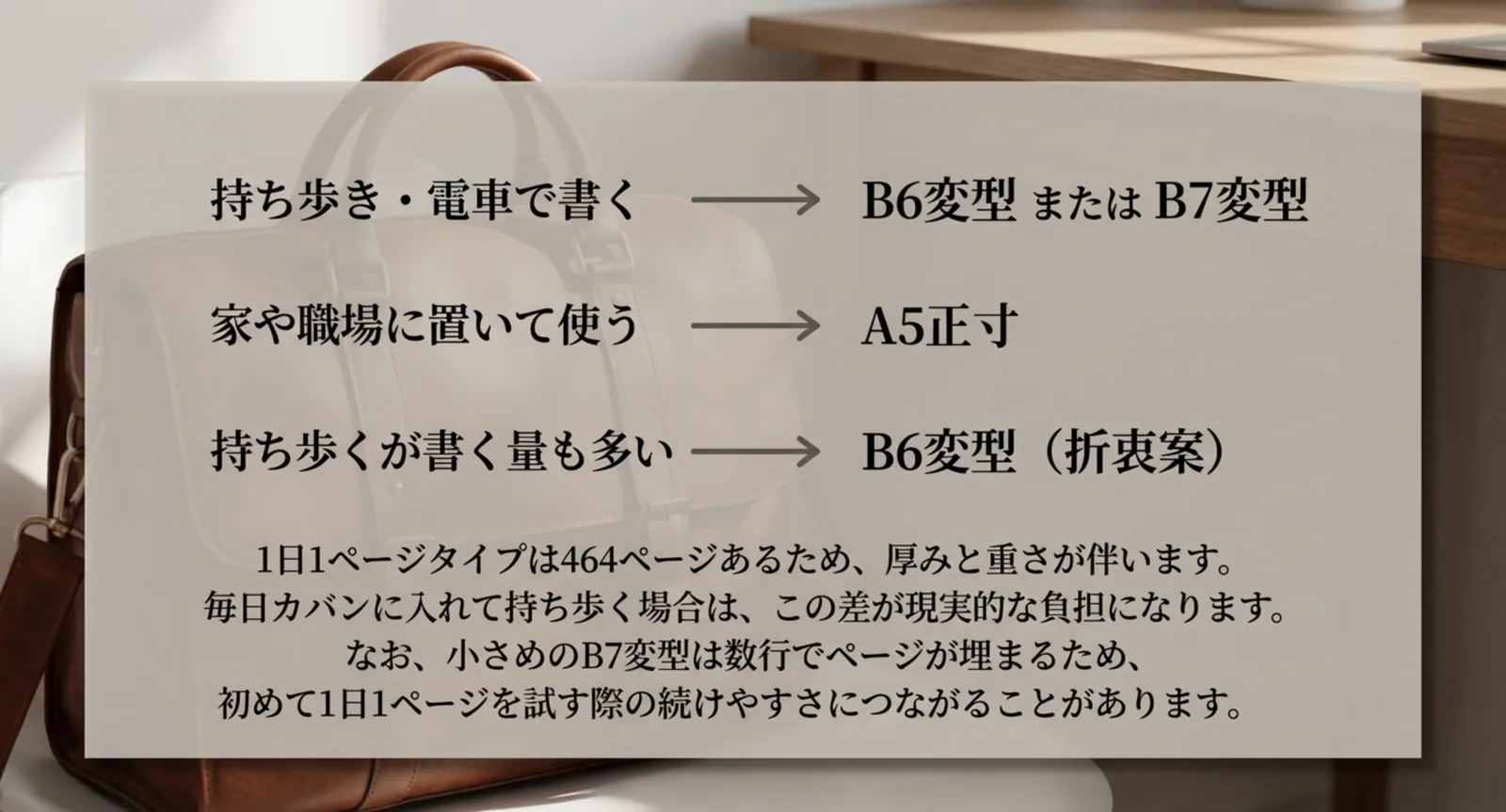 持ち歩きと据え置きの使い方からサイズを選ぶ目安の図