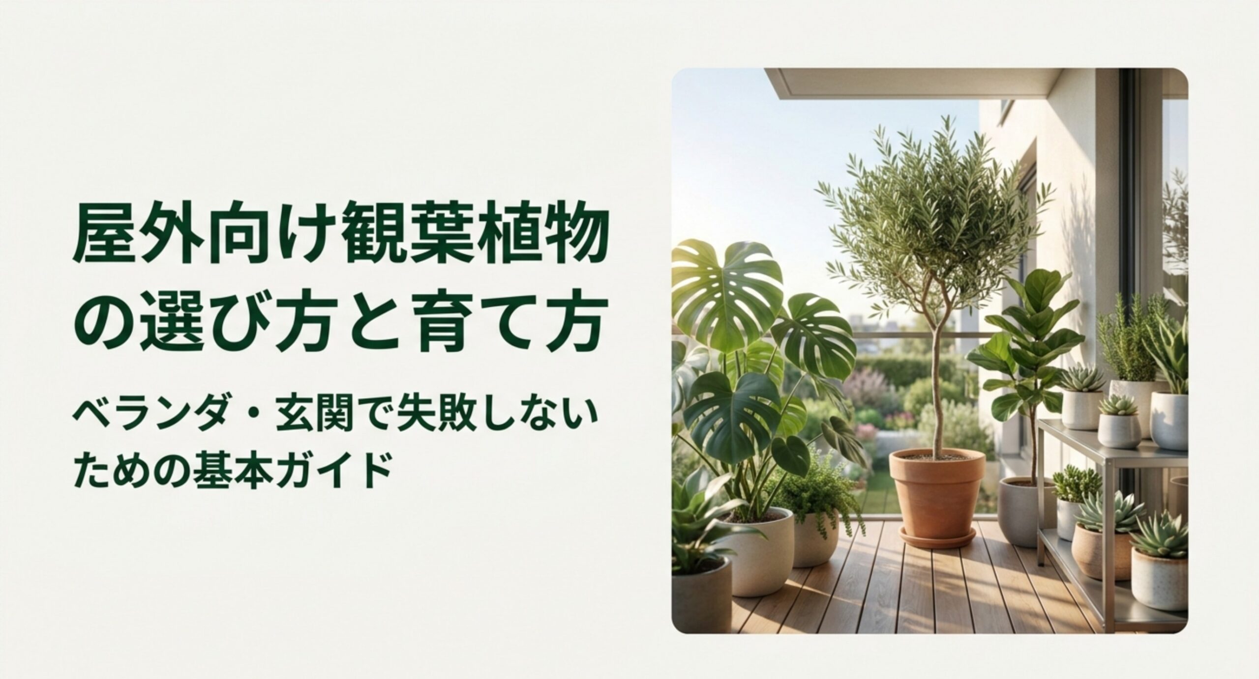 屋外向け観葉植物のおすすめ｜ベランダと玄関で育つ種類と耐寒性の目安