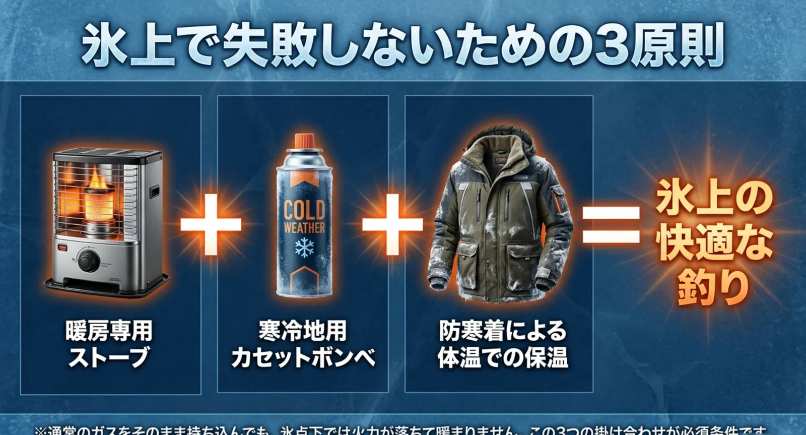 ワカサギ釣りのガスストーブ｜ボンベ本数の計算と寒冷地用ボンベの選び方