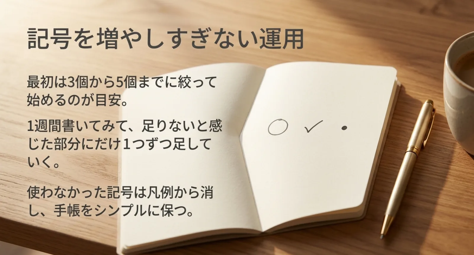 記号を増やしすぎないための運用の考え方を示したスライド